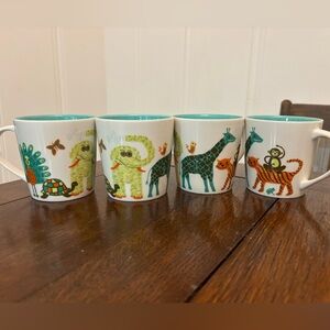 Starbucks Coffee Wild Animals Childrens Kids Mug Cup 2008 - Set of 4